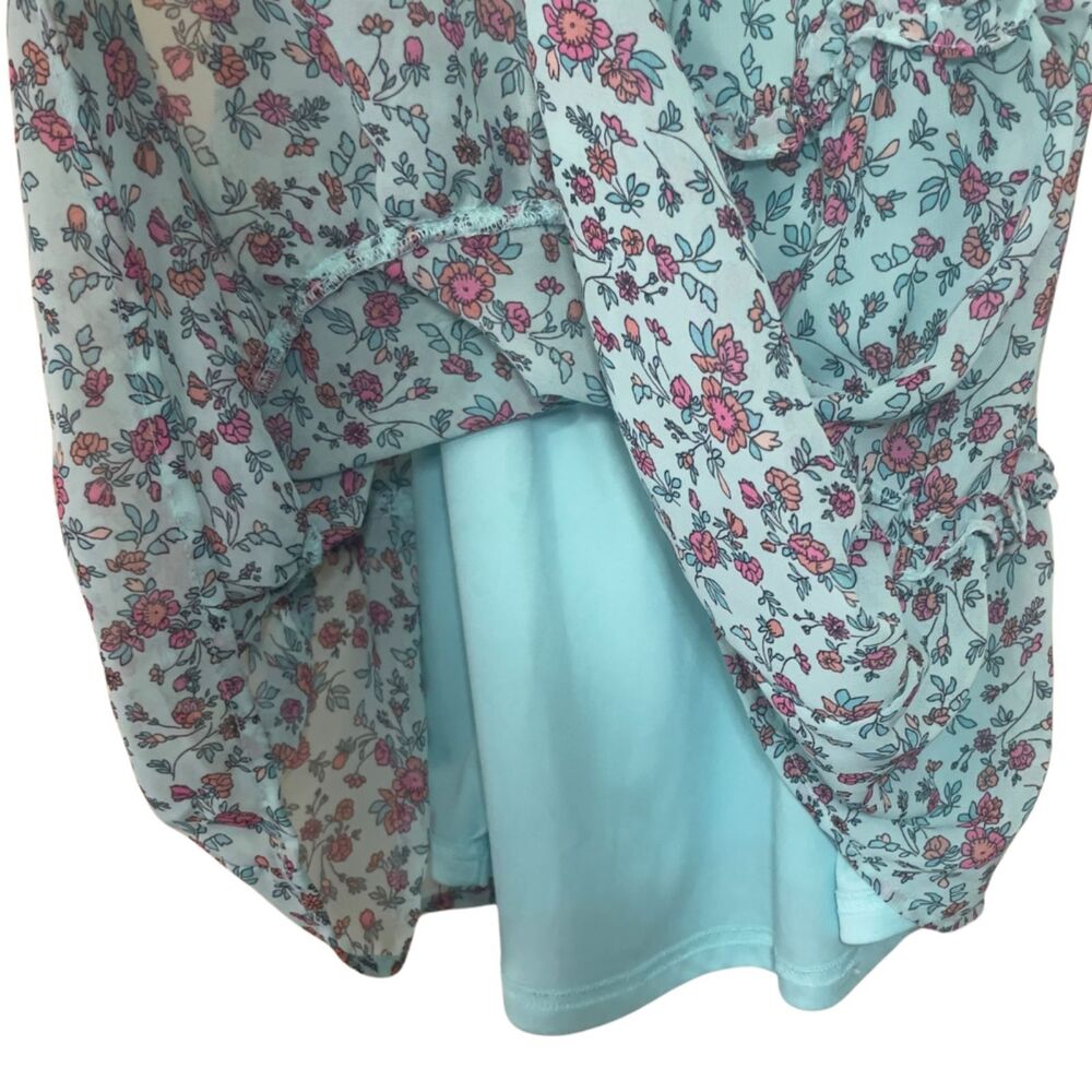 Toddler Girls Floral Dress 4T Spaghetti Strap Tiered Sundress Mint Green - Picture 5 of 8